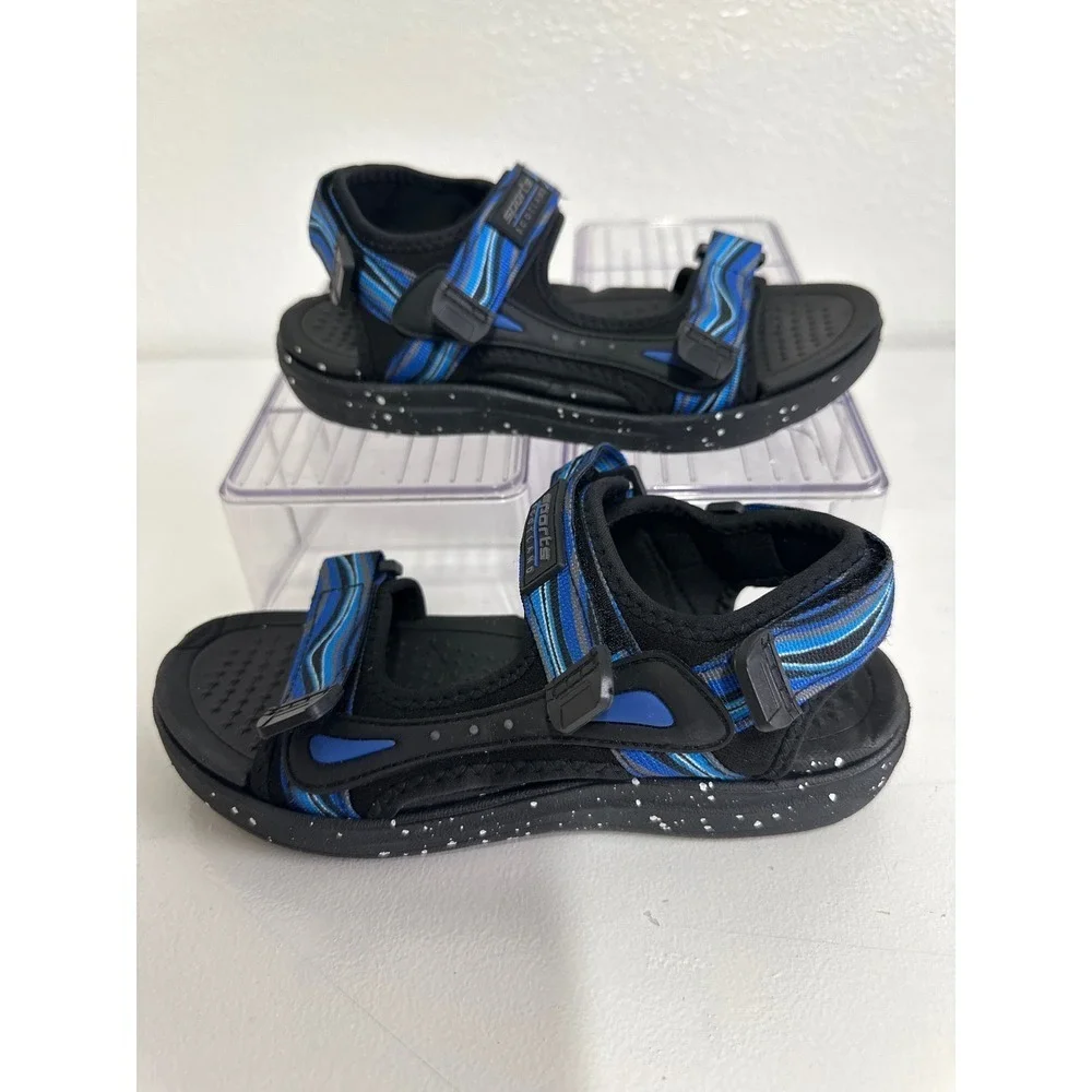 Sports Scotland Kids Sandals Black Blue Adjustable Straps Comfort Shoes